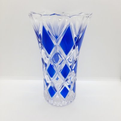 Ваза с ромбовидным декором, стекло, нацвет, Walther Glas
