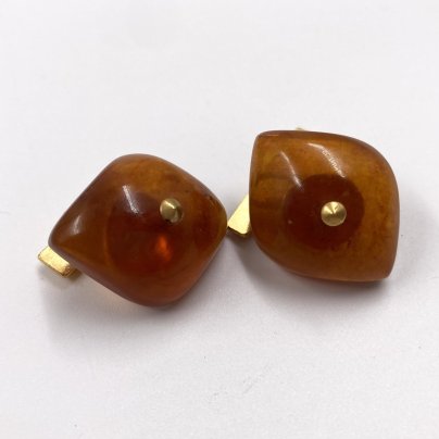 Запонки геометрической формы, янтарь, металл, СССР, 1970-1990 гг.