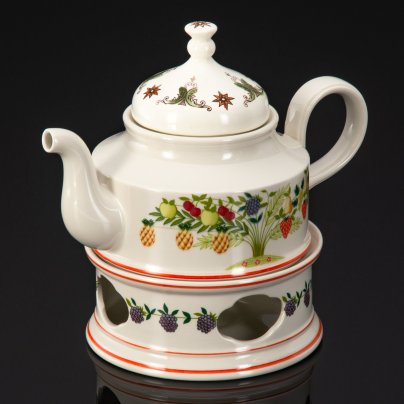 Чайник заварочный с подставкой для подогрева, серия Bon Appetit, фарфор, деколь, Villeroy & Boch, Германия, 1983-1989 гг.