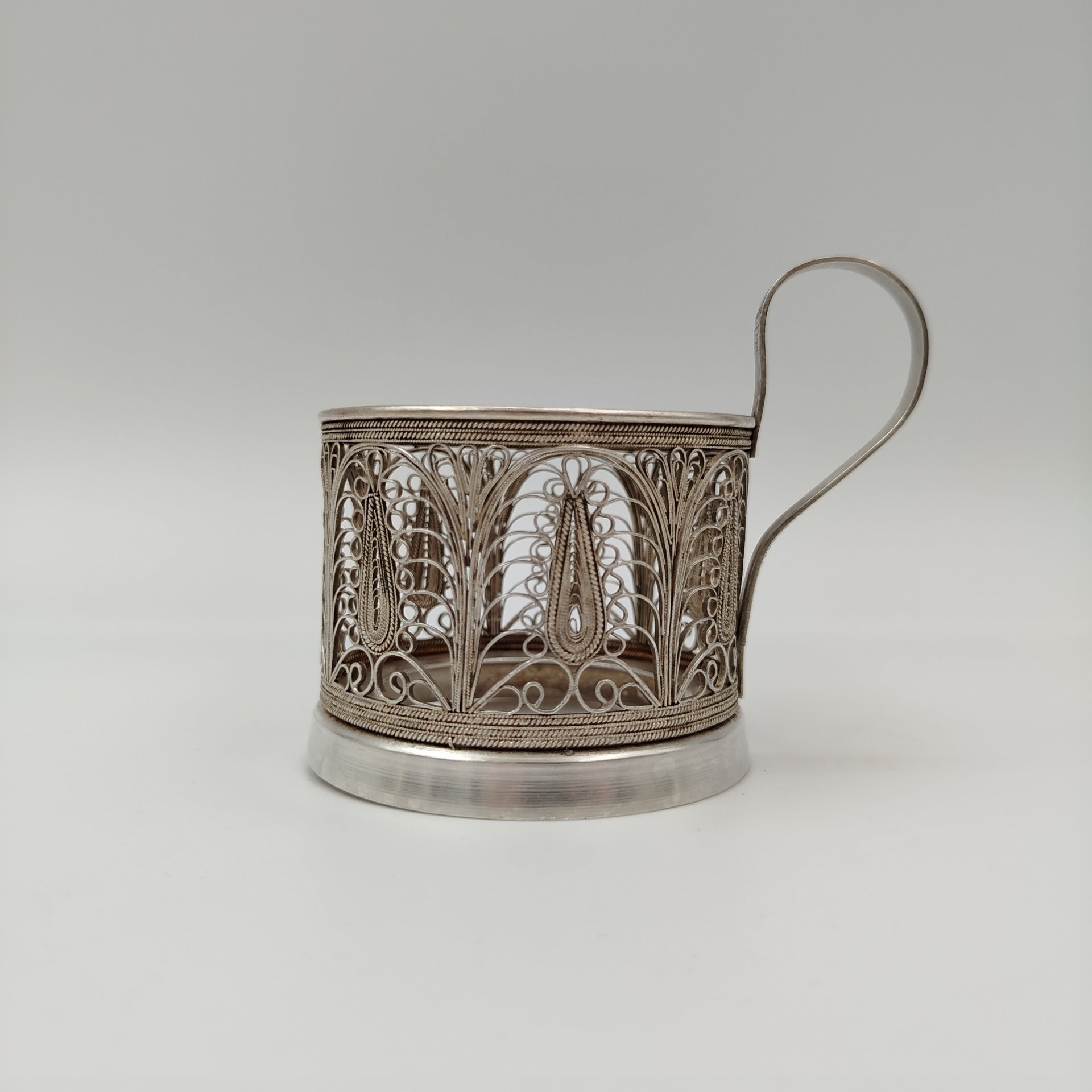 Подстаканник ажурный, мельхиор (медь-никель), Казаковский завод художественных изделий (КХИ), СССР, 1960-1980 гг.