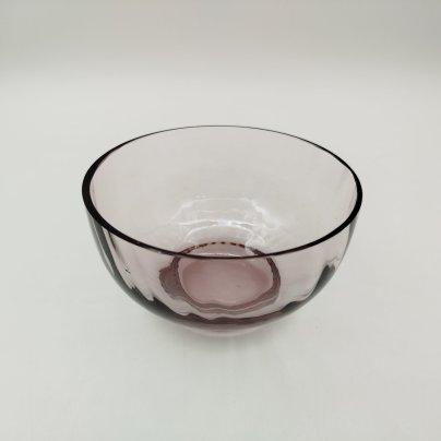 Пиала (конфетница) лилового оттенка с рельефным туловом, стекло, СССР, 1980-1990 гг.