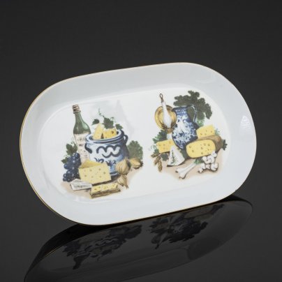 Блюдо для подачи сыра, фарфор, деколь, золочение, Kahla, ГДР, 1957-1980 гг.