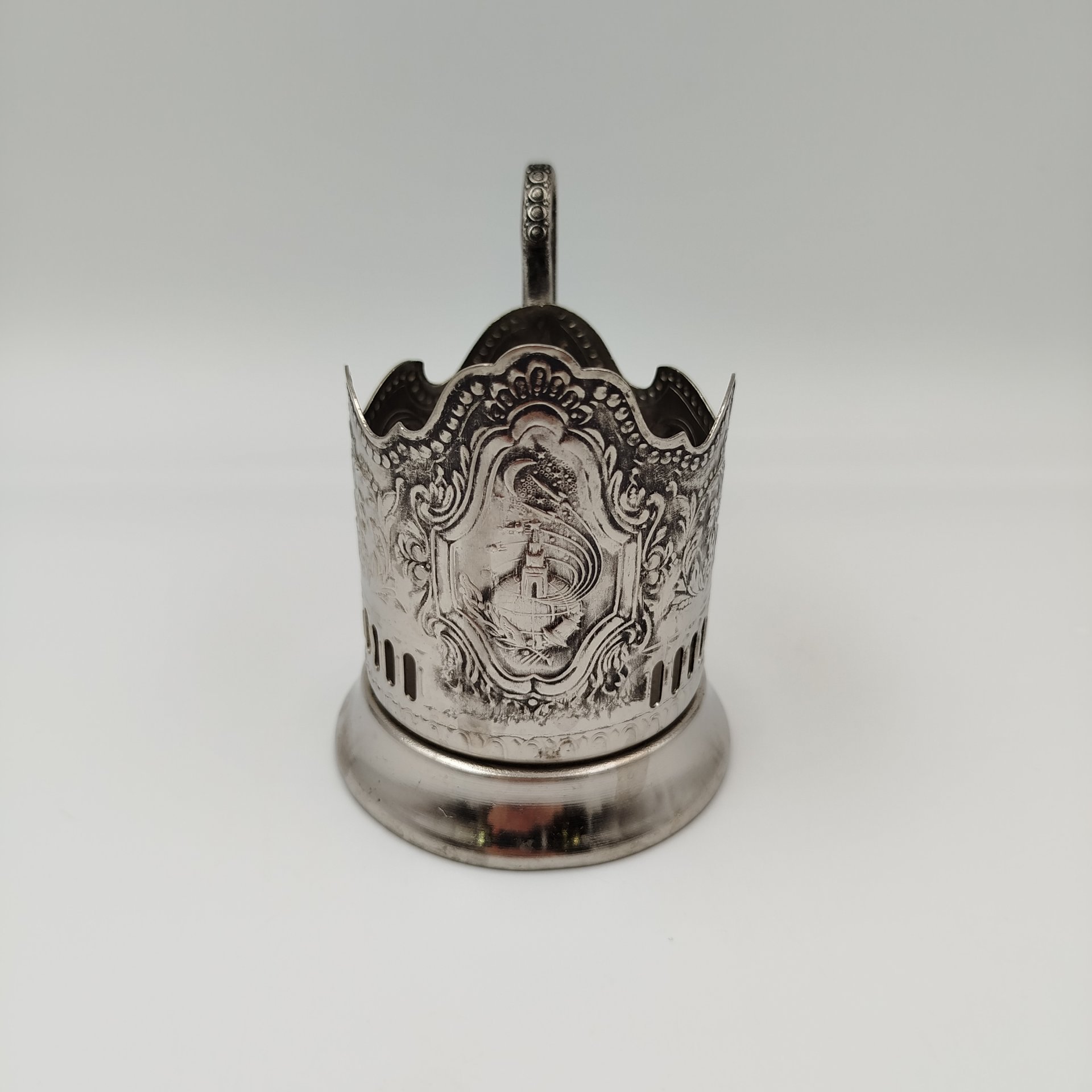 Подстаканник "Советский космос", мНЦ (медь-никель-цинк), Кольчугинский завод цветных металлов, СССР, 1960-1980 гг.