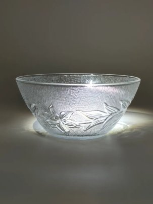 Салатник с рельефным цветочным декором, стекло, KIG, Индонезия, 1990-2000 гг.