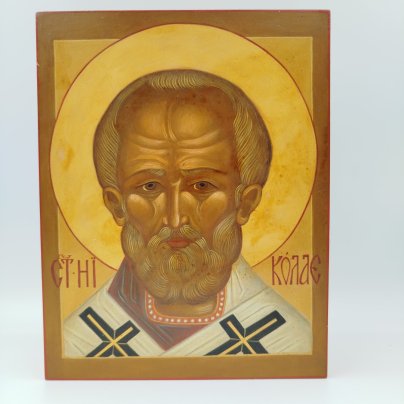Икона "Св. Николай Чудотворец" (оплечный), дерево, масло, Российская Федерация, 2015-2025 гг.