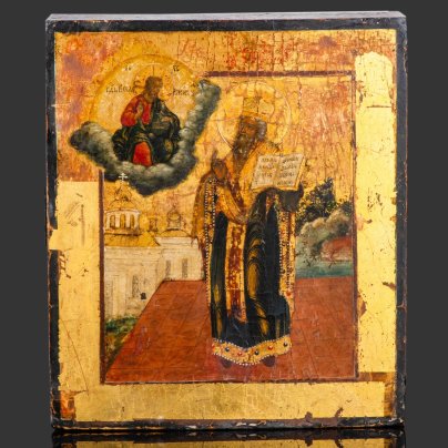 Икона «Святой Стефан Епископ Пермский», дерево, темпера, Российская империя, 1880-1910 гг.