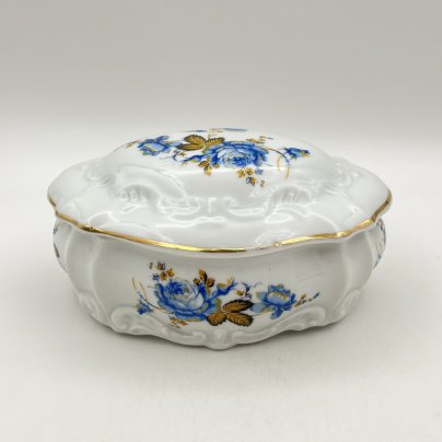 Шкатулка (бонбоньерка) с цветочным узором, Porcelanos Bertos, фарфор, деколь, золочение, Испания, 1970-1990 гг.