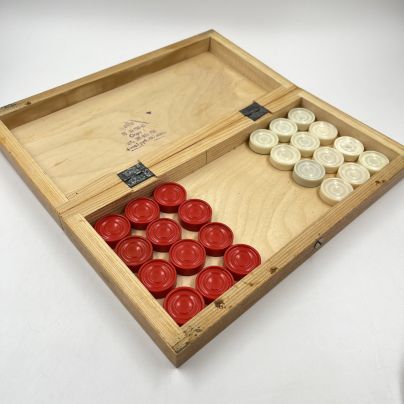 Набор для игры в шашки (доска и шашки), дерево, пластик, СССР, 1980-1990 гг.