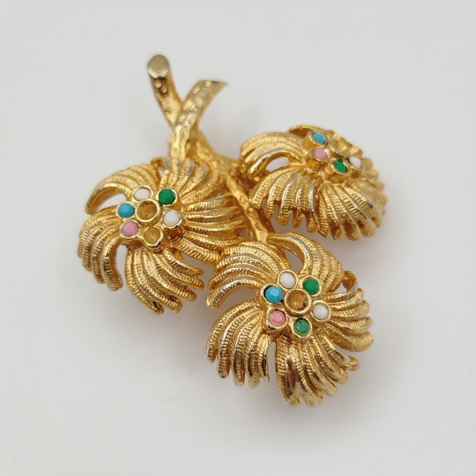 Брошь-подвеска винтажная в виде веточки, фирма "Hobe"