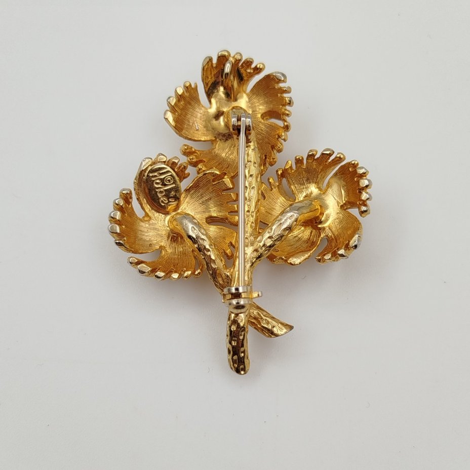 Брошь-подвеска винтажная в виде веточки, фирма "Hobe"