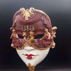 Декоративная венецианская маска на ножке, композитный материал, золочение, Азия, 1990-2000 гг.
