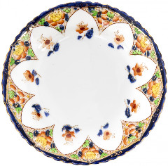 Набор из блюдца и тарелки с цветочным орнаментом, фаянс,  деколь, мануфактура "Lotus", Англия, 1960-1990 гг.
