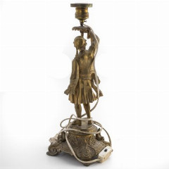 Лампа настольная в виде фигуры сипая (воина колониальной Индии) на постаменте с изображением индийских божеств, бронза, литьё, Западная Европа, 1880-1920 гг.