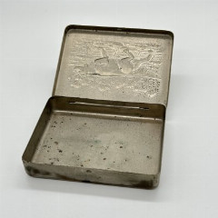 Портсигар с изображением борзой, медный сплав, серебрение, СССР, 1950-1970 гг.