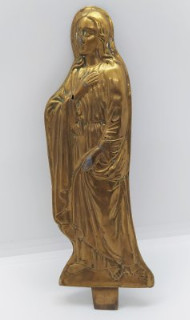 Накладка с изображением святого (предположительно, Иоанн Богослов), латунь, Западная Европа, 1900-1930 гг.