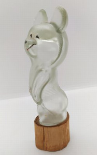 Флакон парфюмерный сувенирный "Олимпийский мишка", стекло, роспись, дерево, СССР, 1980 г.