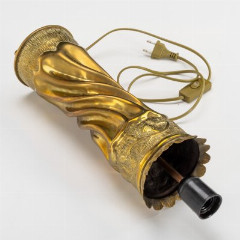 Лампа настольная, выполненная из американской 105мм гильзы, латунь, бакелит, медь, Бельгия, 1944-1960 гг.