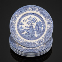 Набор тарелок "Blue Willow" на 6 персон, EIT (English Ironstone Tableware, Ltd.), фаянс, деколь, Великобритания, 1973-1980 гг.