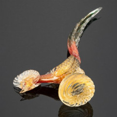 Статуэтка  Петух (фазан) , с вкраплениями  сусального золота Barovier & Toso?, стекло, Cordonato Oro, Италия, 1950-1960 гг.