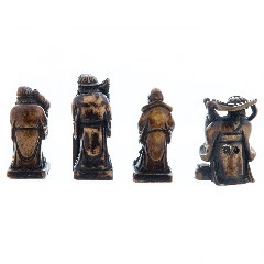 Набор из четырех статуэток (акимоно), изображающих персонажей восточной мифологии, композитный материал, резьба, Азия, 1990-2000 гг.