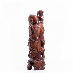 Скульптура "Шоу-син" (Бог долголетия), дерево, резьба, тонировка, Китай, 1930-1950 гг.