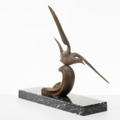 Скульптурная композиция "Чайка над волной", выполненная в стиле Ар-деко, автор Irene Rochard (1906-1984), бронза, мрамор, Франция, 1920-1949 гг.