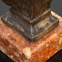 Бюст "Мать и дитя" ("Материнство") на мраморном основании и деревянной подставке, скульптор Achille Leys (1873-1953), бронза, мрамор, дерево, Бельгия, 1900-1930 гг.