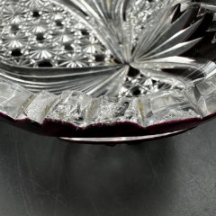 Ваза (конфетница) с геометрическим узором, хрусталь, надцвет, алмазная грань, СССР, 1970-1990 гг.