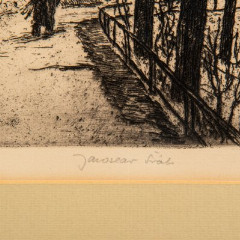 Графическая работа (офорт) "Пейзаж", бумага, картон, композитный материал, Европа, 1950-1980 гг.