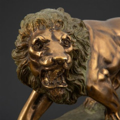 Скульптура "Лев", бронза, литье, патинирование, тонировка, камень, Европа, 1960-1990 гг.