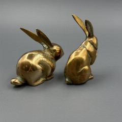 Скульптуры двух кроликов (зайчиков), латунь, Западная Европа, 1930-1960 гг.