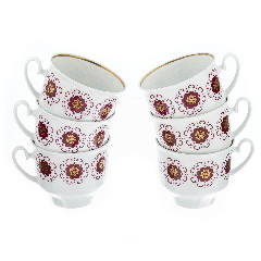 Чайный сервиз  с орнаментальным декором на 6 персон (25 предметов), фарфор, деколь, золочение, мануфактура "Weimar", Германия, 1948-1980 гг.