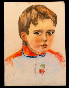Картина "Портрет ребенка", автор Юрий Рыполовский, бумага, пастель, СССР, 1988 г.