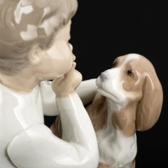 Статуэтка винтажная "Мальчик с собакой", фарфор, Lladro, Испания, 1971-1974 гг.