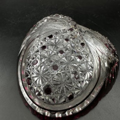 Ваза (конфетница) с геометрическим узором, хрусталь, надцвет, алмазная грань, СССР, 1970-1990 гг.