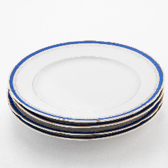 Набор из 4 обеденных тарелок с синей каймой