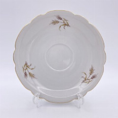 Чайная пара, украшенная фигурном бортом и колосками, Limoges Vertitable Porcelaine de Grand Feu, фарфор, деколь, золочение, Франция, 1954-1980 гг.