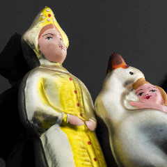 Пара ёлочных игрушек на прищепках "Алёнушка" и "Иванушка на гусе" ("Гуси-лебеди")