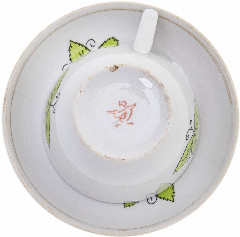 Чайная пара, украшенная изображениями листов
