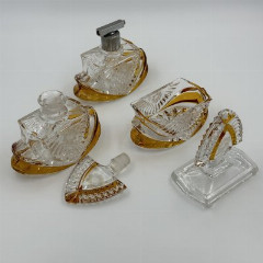 Парфюмерный набор (дамский набор для туалетного столика), хрусталь, алмазная грань, Германия, 1950-1960 гг.