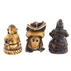 Набор из трёх статуэток (акимоно), изображающих персонажей восточной мифологии, композитный материал, резьба, Азия, 1990-2000 гг.