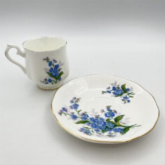 Кофейная пара "Forget-me-not" ("Незабудки"), фарфор, деколь, золочение, Royal Albert, Великобритания, 1950-1970 гг.