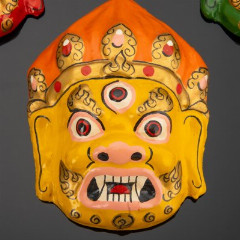 Набор настенных масок в виде божества Махакалы (Яма), папье-маше, текстиль, роспись, Монголия, 1980-2000 гг.