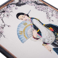 Картина "Девушка с веером" ("Весна"), холст, карандаш, акварель, Китай, 2000-2010 гг.