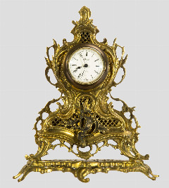 Часы каминные в стиле Людовика XV (Рококо) с кварцевым часовым механизмом