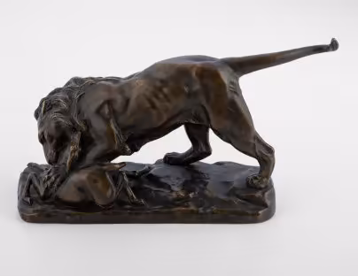 Скульптура "Лев, поедающий антилопу", скульптор Georges Gardet (Жорж Гарде), Société des Bronzes de Paris
