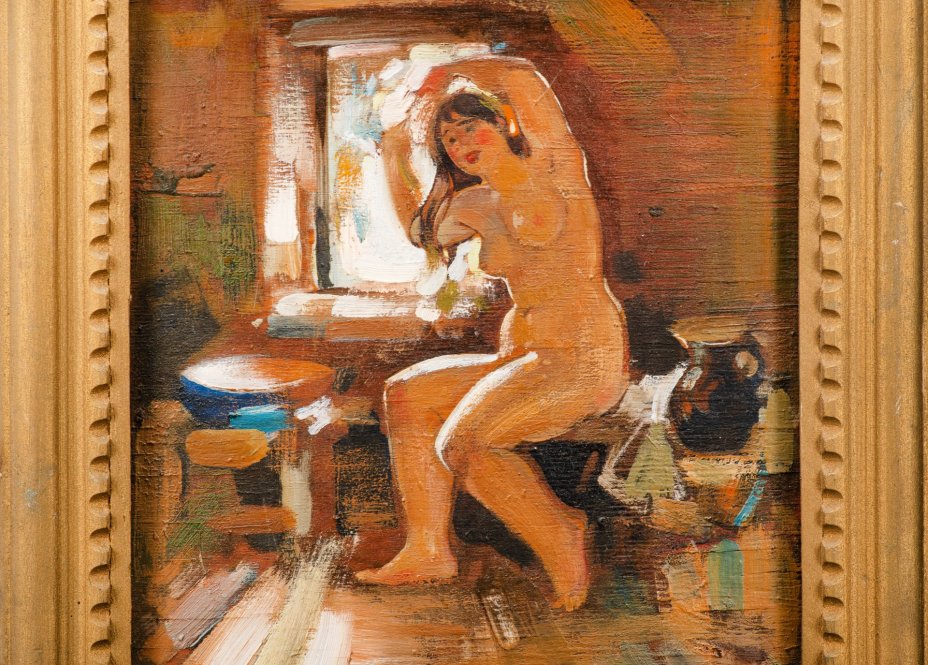Картина "Обнаженная в бане" (название условное), художник Холуев Владимир Фёдорович (1932-2002)
