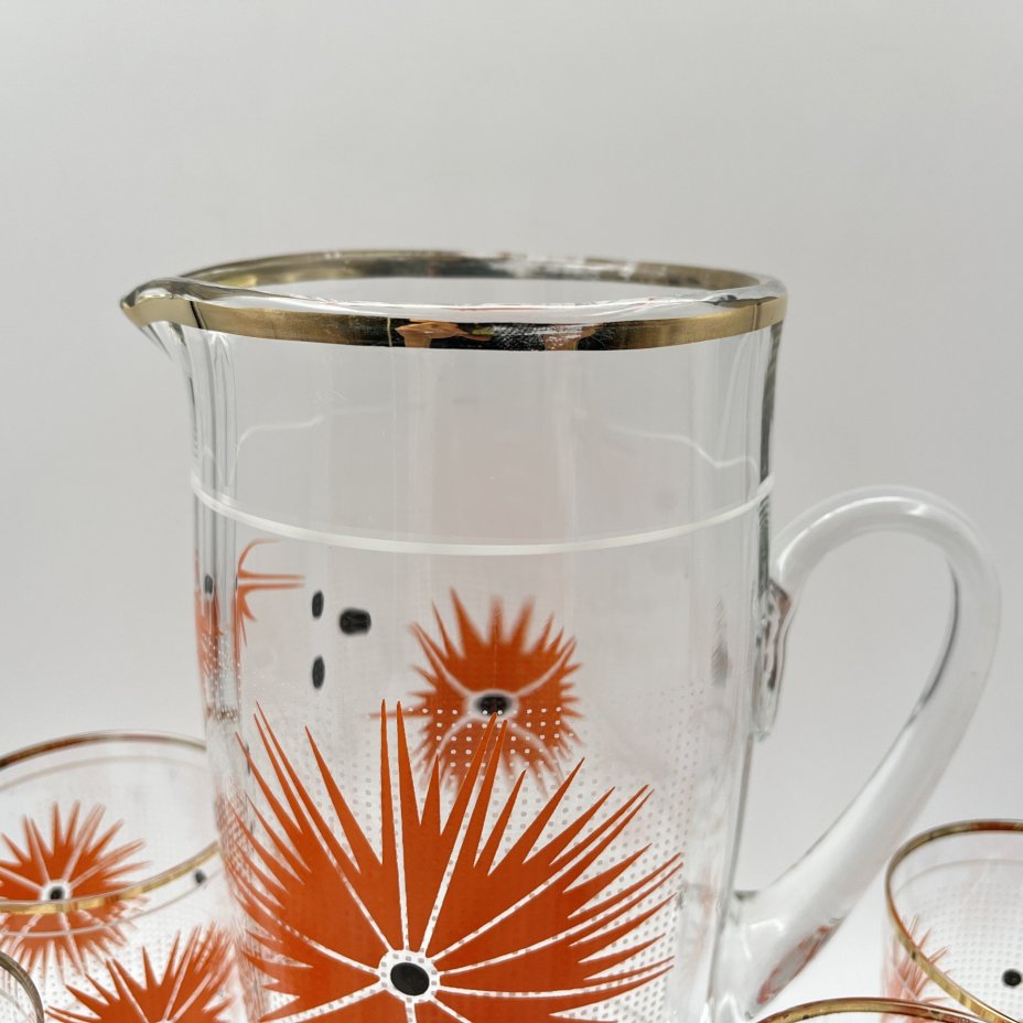 Набор для подачи воды и прохладительных напитков с цветочным декором на 5 персон