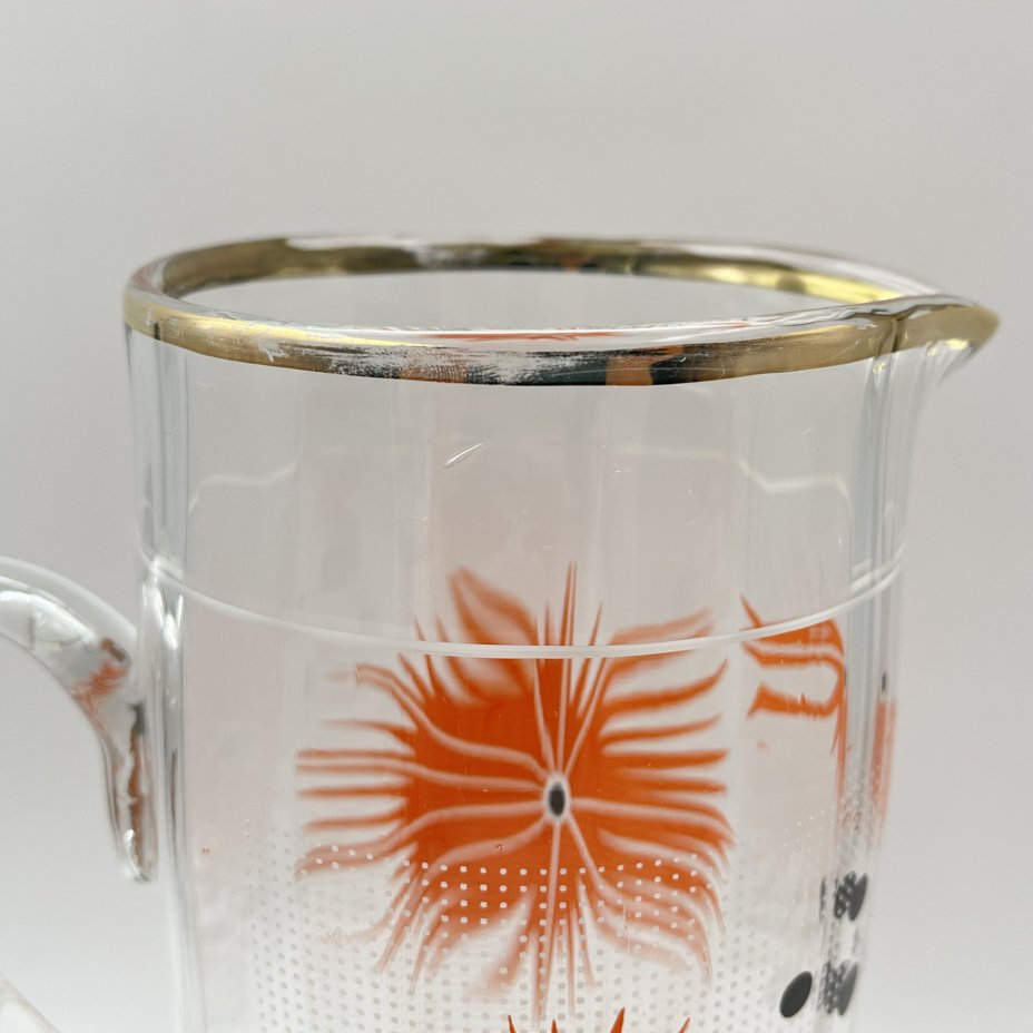 Набор для подачи воды и прохладительных напитков с цветочным декором на 5 персон