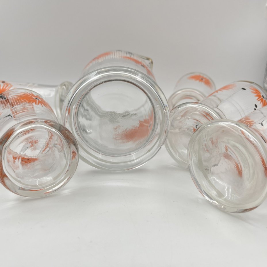 Набор для подачи воды и прохладительных напитков с цветочным декором на 5 персон